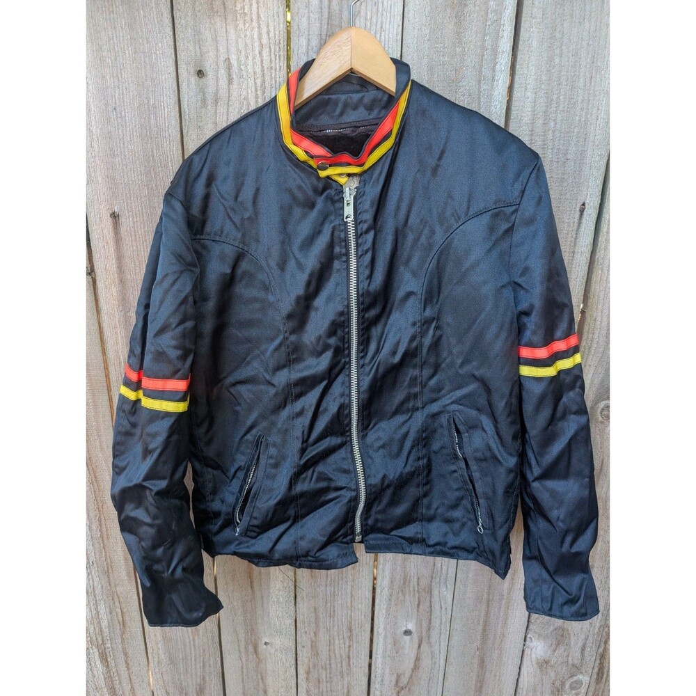 Vintage 70s Schott Cycle Rider Jacket Large Motorcycle Black w Liner Talon Rayon